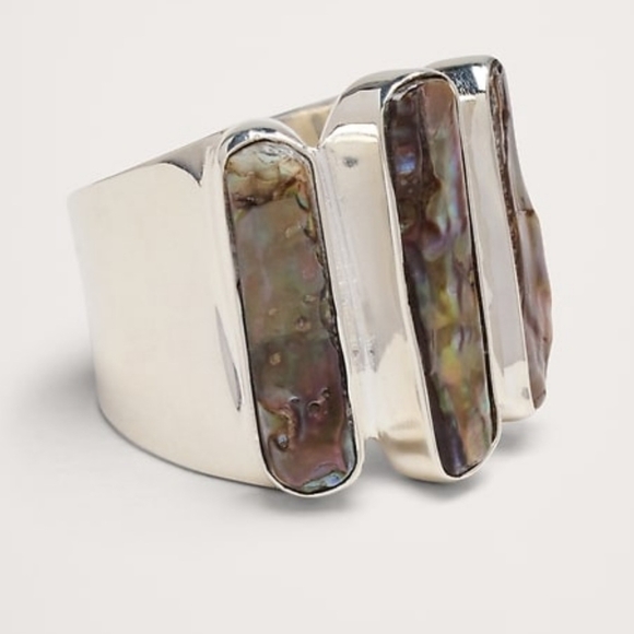 Chunky Silver & Mother Of Pearl  Women's Ring Size 8 - Picture 1 of 6